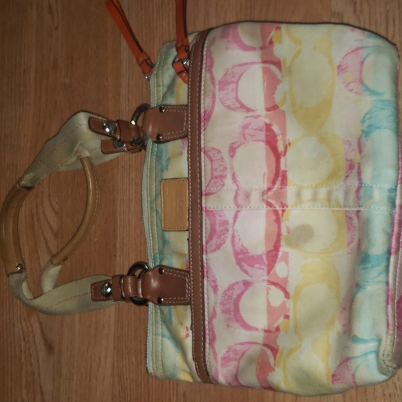 Coach Handbags - Great rehab authentic coach bag watercolor scribble design has a small stain